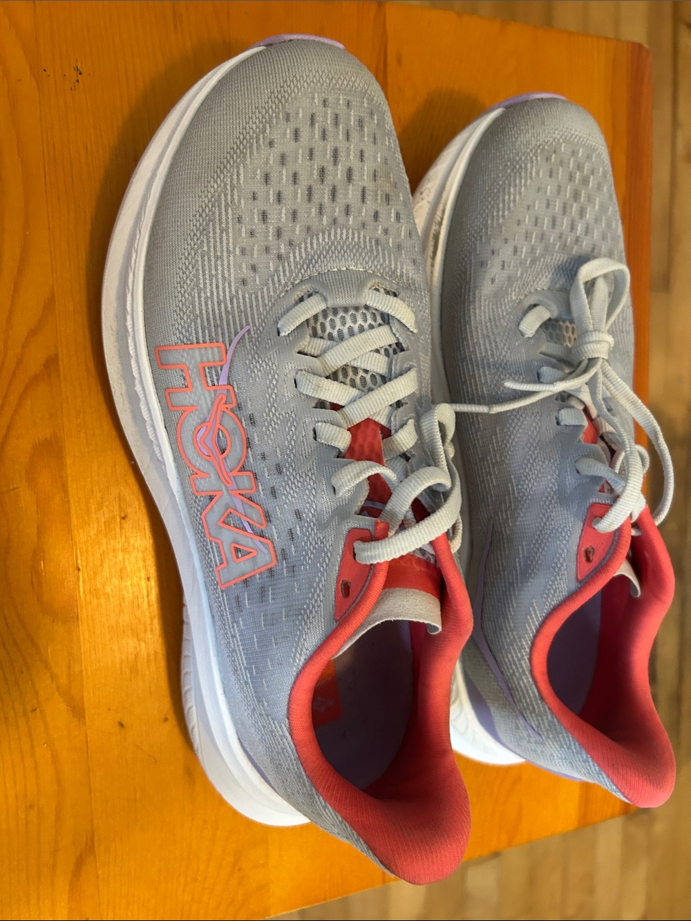 Hoka Women's Gray and Coral Athletic Running Shoes
